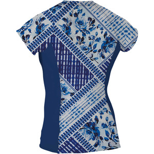 O'neill T-shirt Manches Indmodables Pour Femmes Avec Front Zip Patch Indigo / Navy 5057s